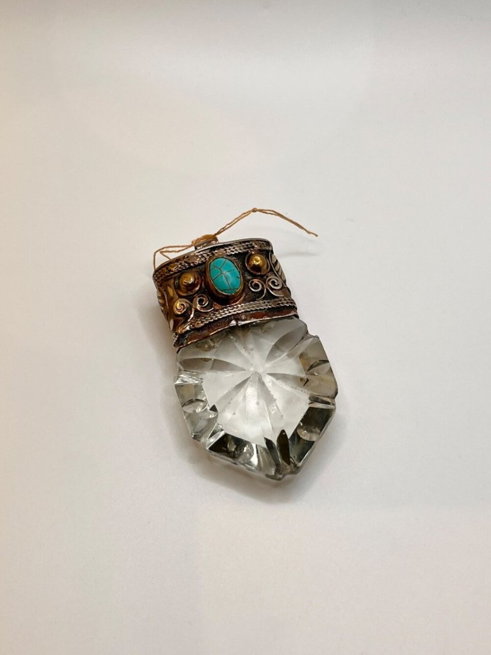 One-of-a-Kind Turquoise, Inscribed Agate & Crystal Amulet Pendant